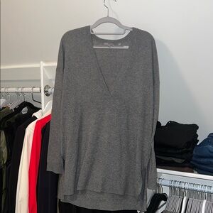 Gray V-Neck Women's Sweater